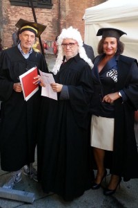 Con il collega giornalista Cannì ed Edoardo Raspelli a Ororosso per il processo al Pomodoro. Piacenza 5, Ottobre. 